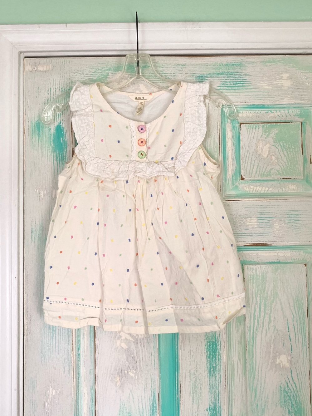 Matilda Jane White/Cream Polka Dot Ruffle Dress Size 10